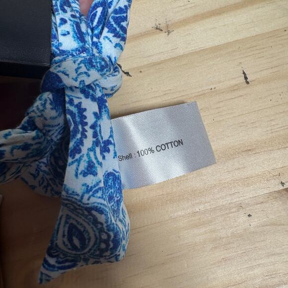 Hemant & Nandita Womens One Size Hair Tie Up Blue Cotton Floral - Picture 6 of 7